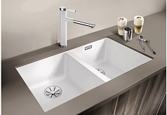 Мойка Blanco SUBLINE 350/350-U SILGRANIT отводная арматура InFino® антрацит