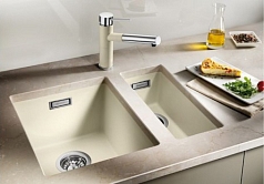 Мойка Blanco SUBLINE 320-U SILGRANIT отводная арматура InFino® жасмин
