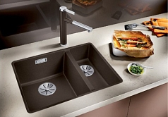Мойка Blanco SUBLINE 340/160-U SILGRANIT чаша слева, отводная арматура InFino® белый